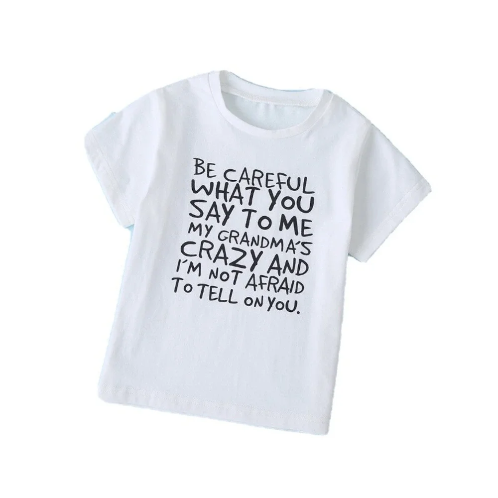 PatPat Girls Top 3-4 Be Careful New with Tags White Black Short Sleeve Grandma